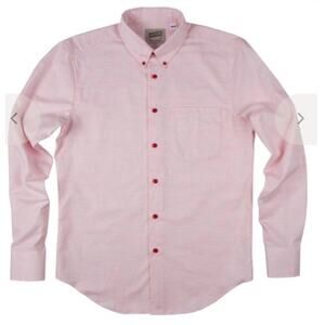 Naked & Famous Pink Oxford real strawberry dyed fabric button up shirt sz XLarge